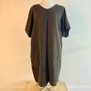 Easy Rayon Shift Dress- Olive Green